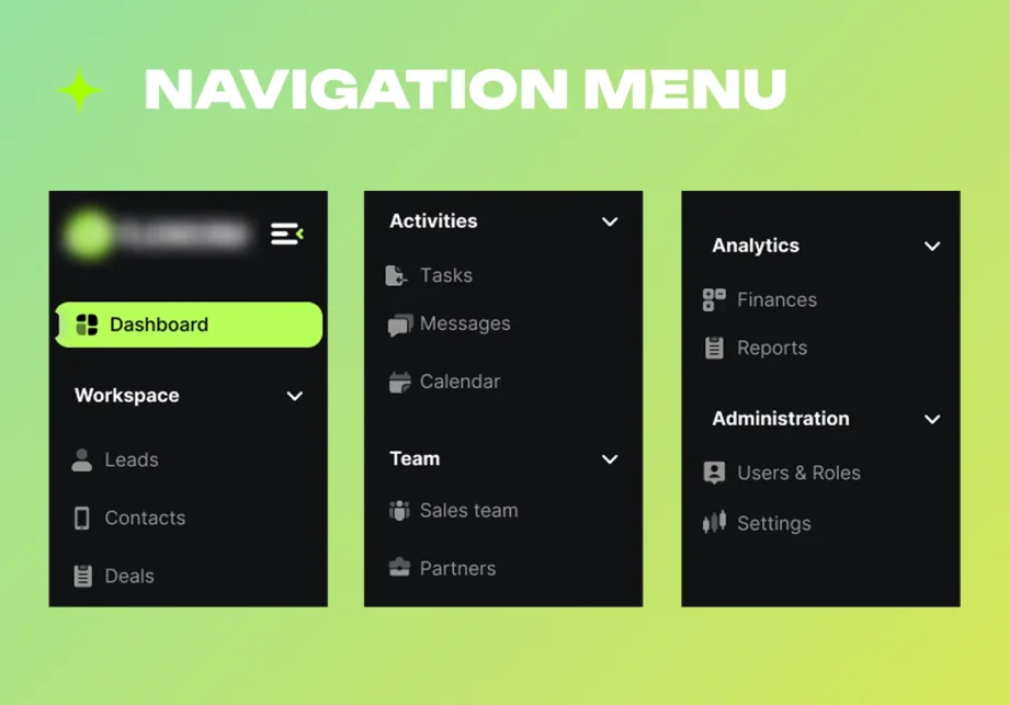 CRM platform, screen 2